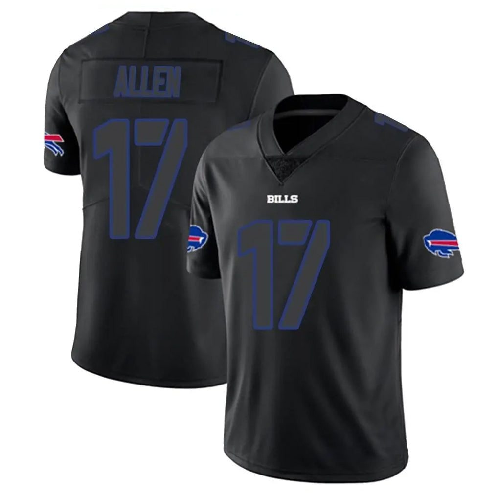 B.Bills #17 Josh Allen Player Black Impact Limited Home Game ROCER Stitched Jerseys