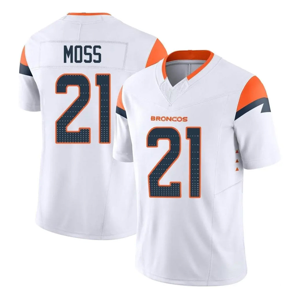 D.Broncos #21 Riley Moss Player White Limited Vapor F.U.S.E. Home Game ROCER Stitched Jerseys
