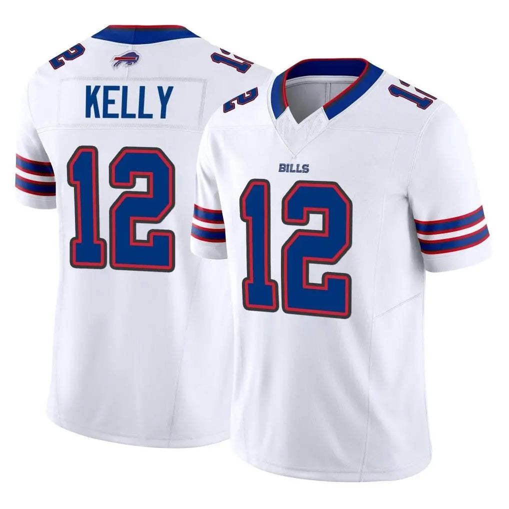 B.Bills #12 Jim Kelly Player White Vapor F.U.S.E. Limited ROCER Stitched Jerseys