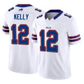 B.Bills #12 Jim Kelly Player White Vapor F.U.S.E. Limited ROCER Stitched Jerseys