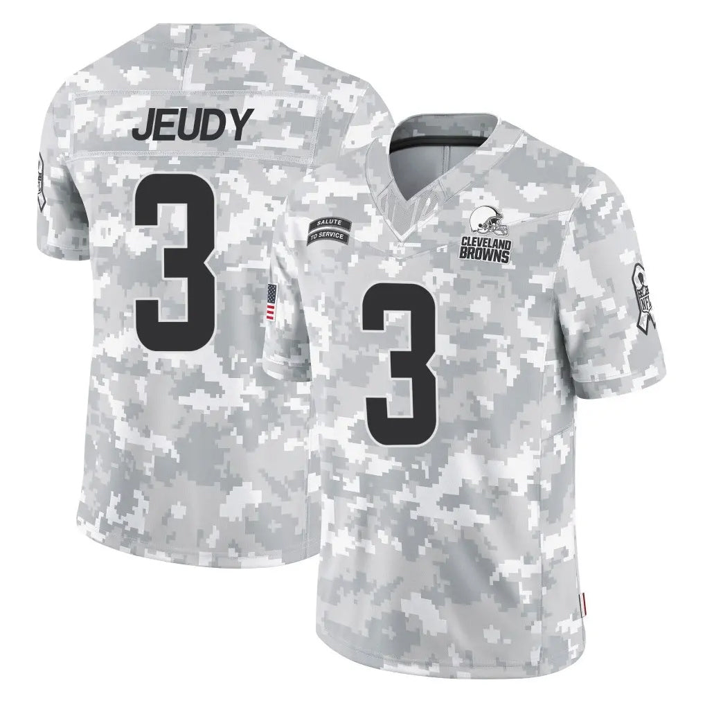 C.Browns #3 Jerry Jeudy Player Arctic Camo Salute to Service Limited Home Game ROCER Stitched Jerseys