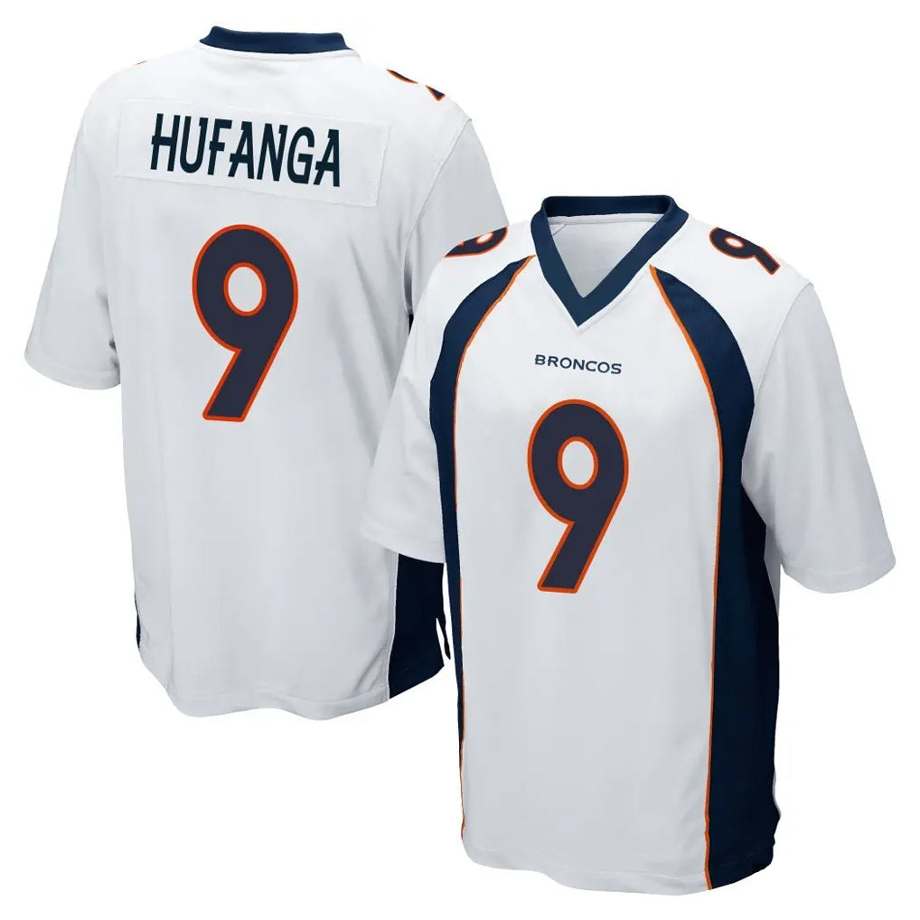 D.Broncos #9 Talanoa Hufanga Player White Game ROCER Stitched Jerseys