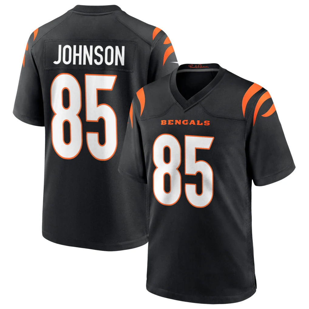 C.Bengals #85 Chad Johnson Player Black Home Game ROCER Stitched Jerseys