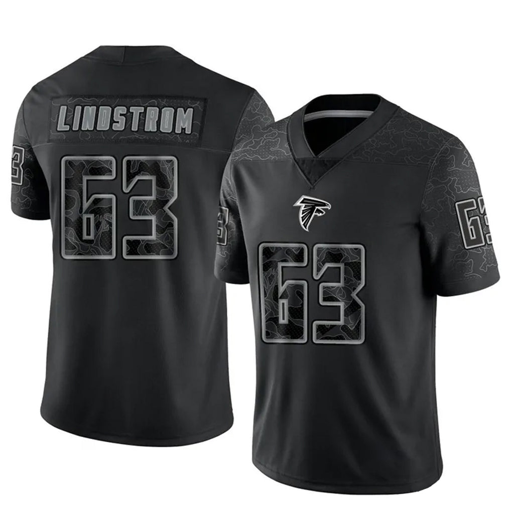A.Falcons #63 Chris Lindstrom Player Black RFLCTV Limited ROCER Stitched Jerseys