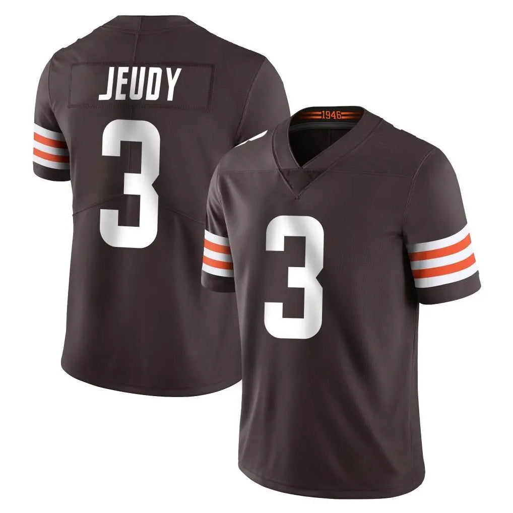 C.Browns #3 Jerry Jeudy Player Brown Color Vapor Untouchable Limited Home Game ROCER Stitched Jerseys
