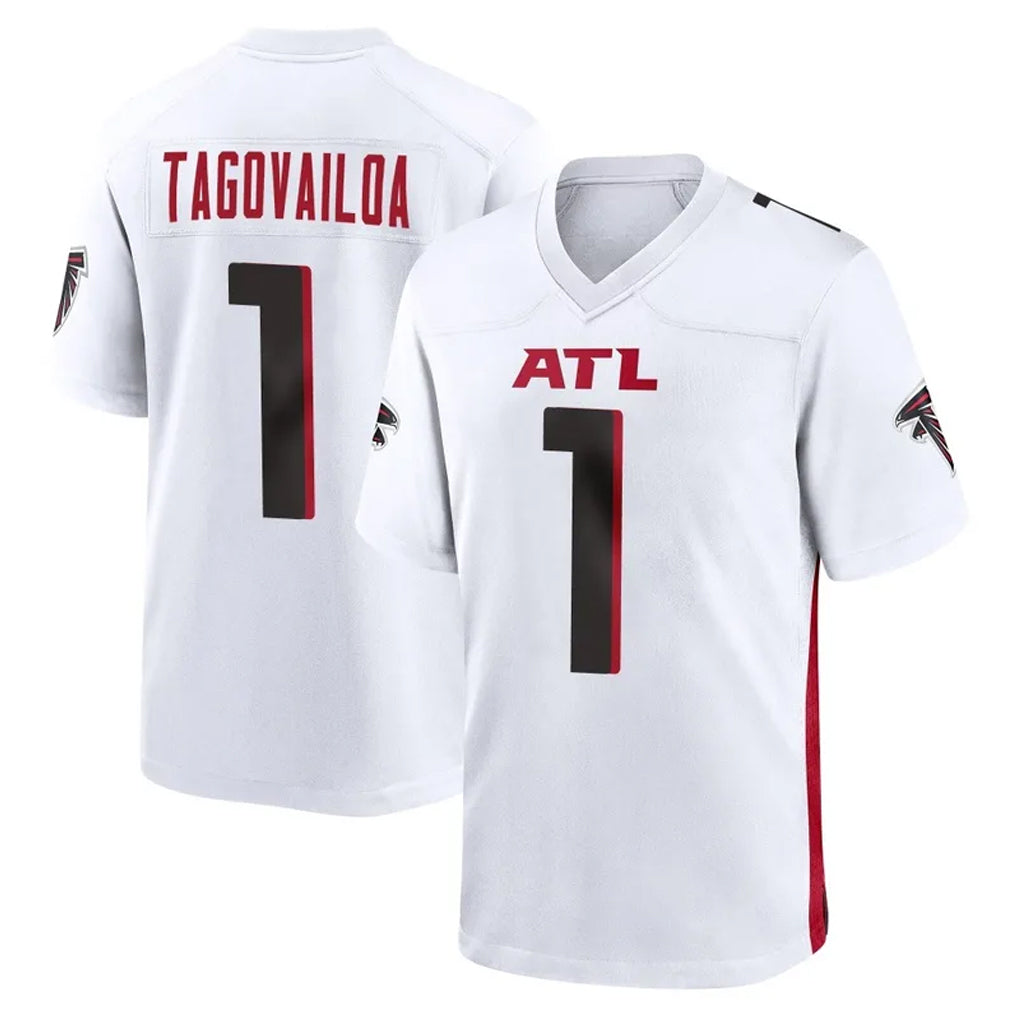 A.Falcons #1 Tua Tagovailoa Player White Home Game ROCER Stitched Jerseys