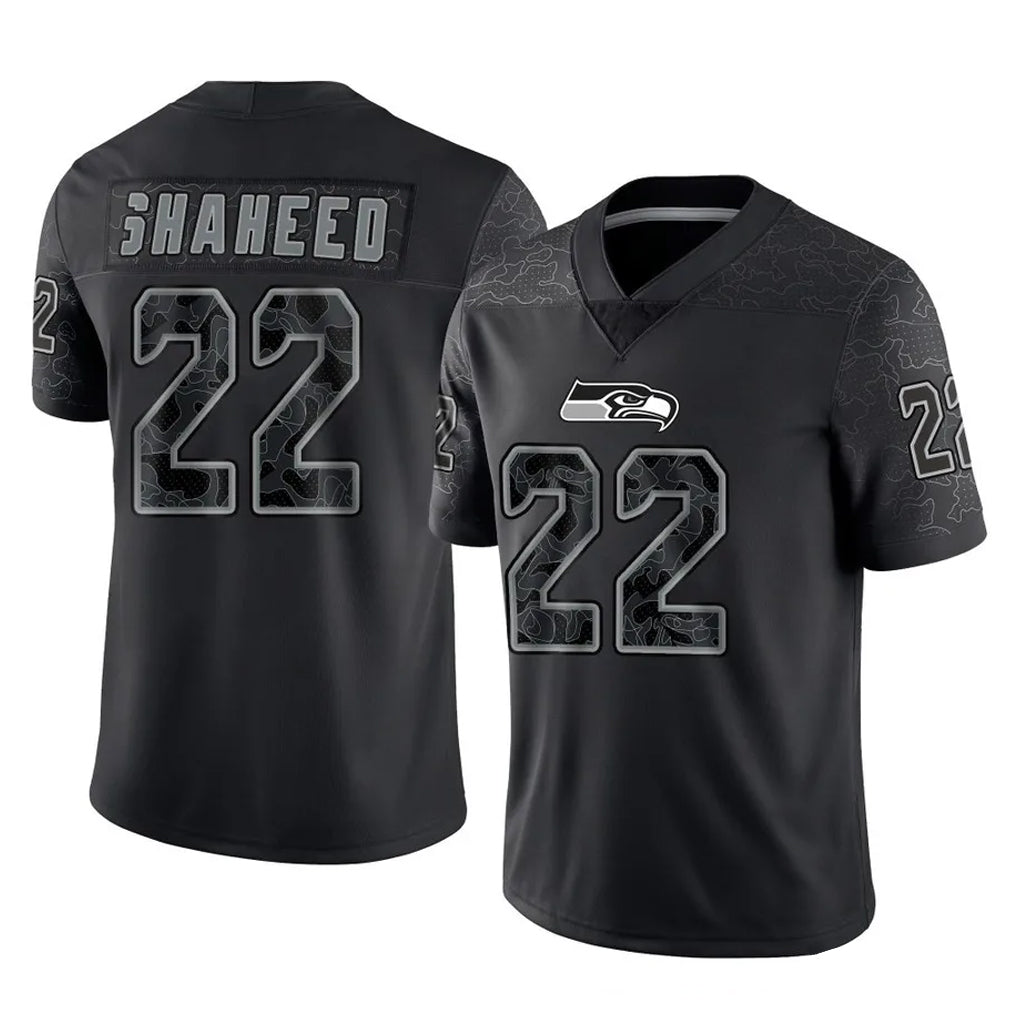 S.Seahawks #22 Rashid Shaheed Player Black Limited Reflective Home Game ROCER Stitched Jerseys