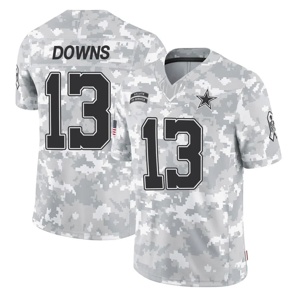 D.Cowboys #13 Caleb Downs Player Arctic Camo Salute to Service Limited Home Game ROCER Stitched Jerseys