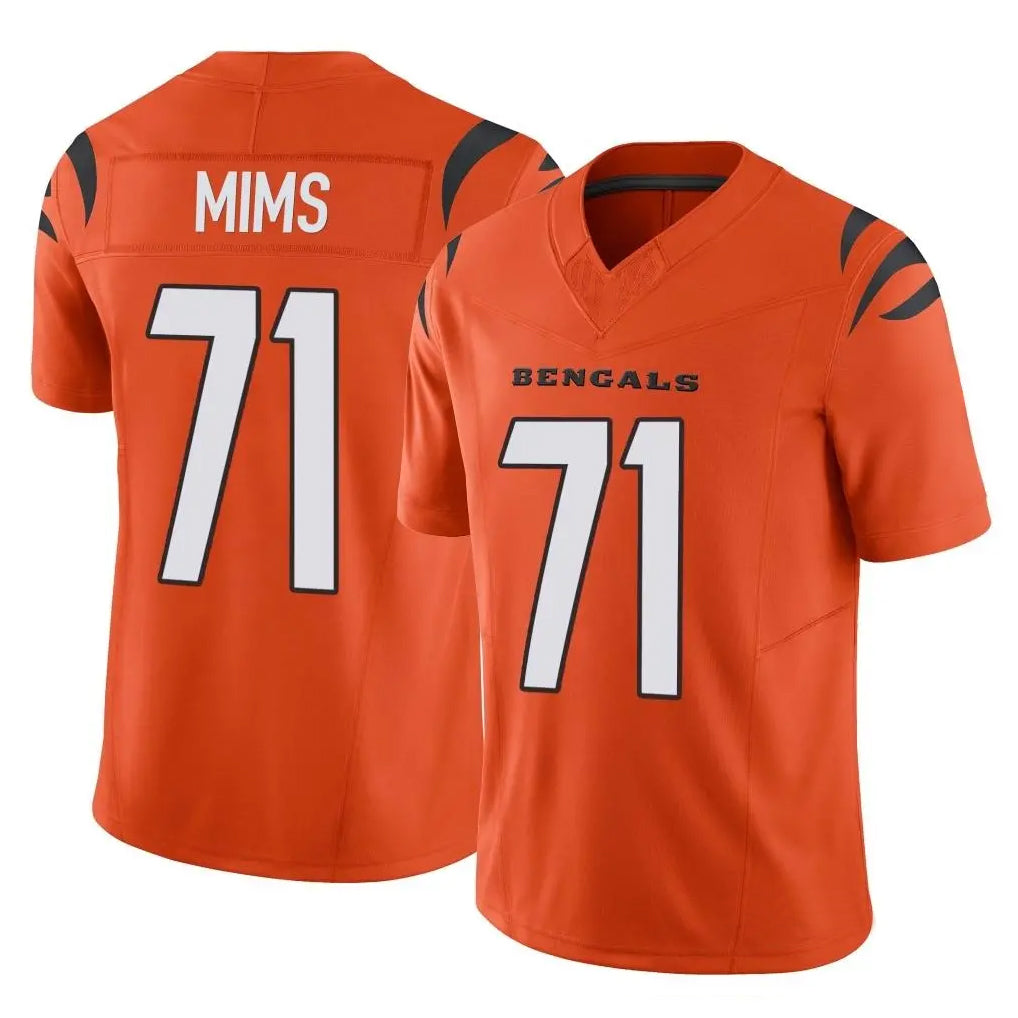 C.Bengals #71 Amarius Mims Player Orange Vapor F.U.S.E. Limited Home Game ROCER Stitched Jerseys