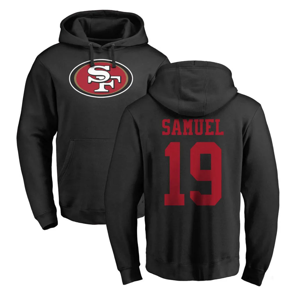 SF.49ers #19 Deebo Samuel Sr. Player Black LOGO Pullover Hoodies Home Game ROCER Stitched Jerseys