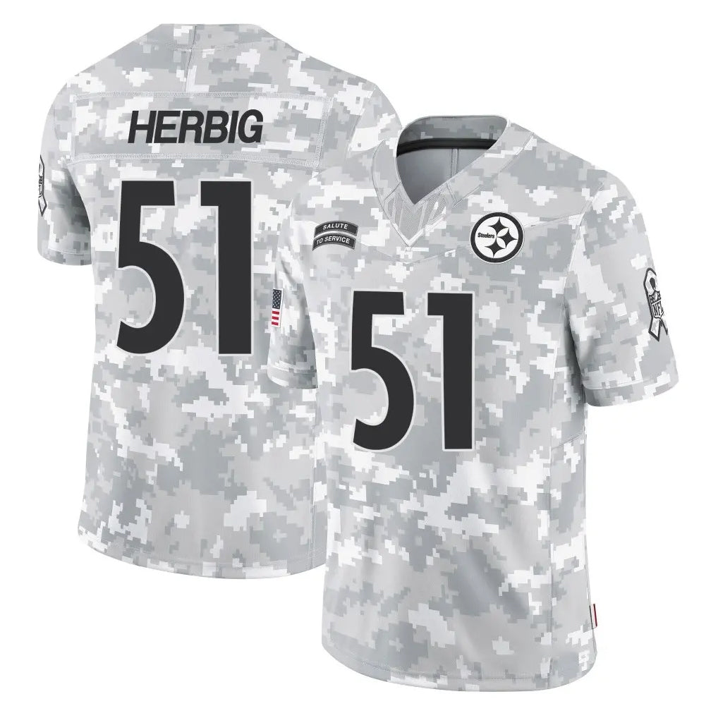 P.Steelers #51 Nick Herbig Player Arctic Camo Limited Salute To Service Home Game ROCER Stitched Jerseys