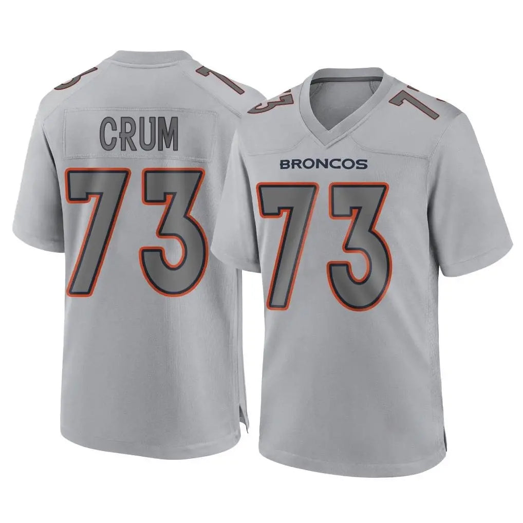 D.Broncos #73 Frank Crum Player Gray Atmosphere Fashion Limited Game ROCER Stitched Jerseys