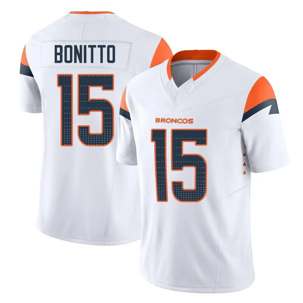 D.Broncos #15 Nik Bonitto Player White Limited Vapor F.U.S.E. Home Game ROCER Stitched Jerseys