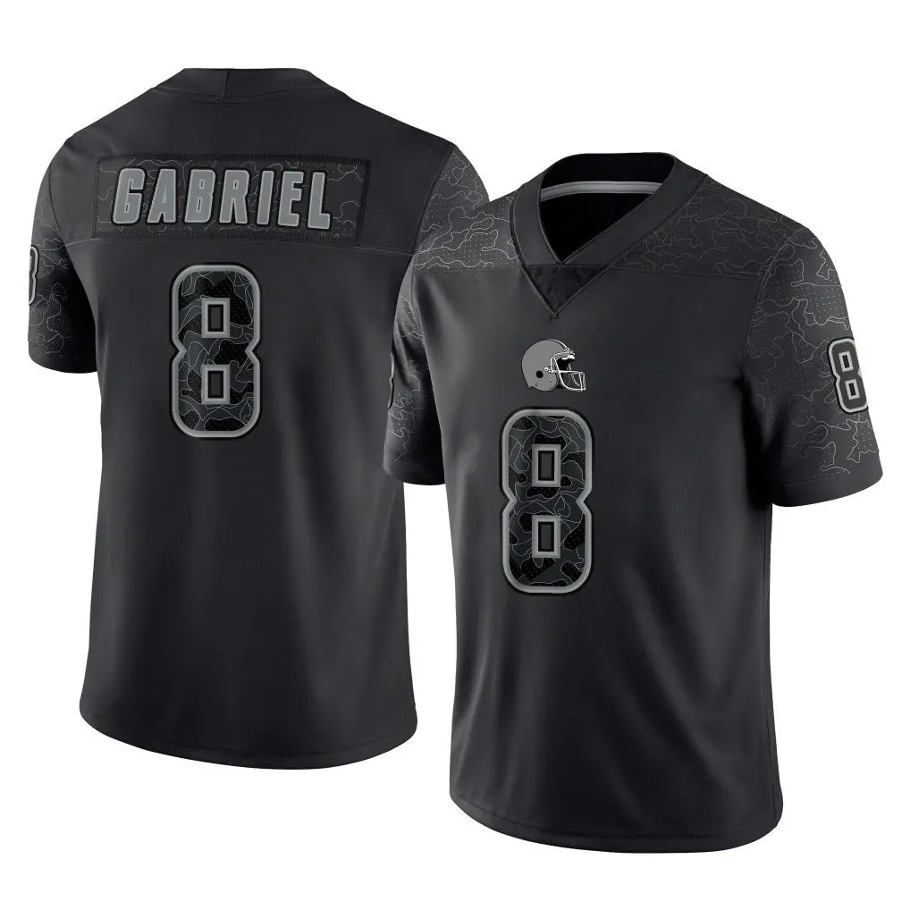 C.Browns #8 Dillon Gabriel Player Black Reflective Home Game ROCER Stitched Jerseys