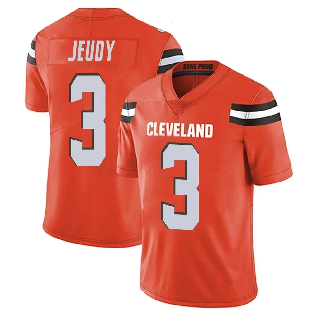 C.Browns #3 Jerry Jeudy Player Orange Alternate Vapor Untouchable Limited Home Game ROCER Stitched Jerseys