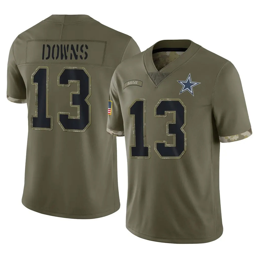 D.Cowboys #13 Caleb Downs Player Olive Salute to Service Limited Game ROCER Stitched Jerseys