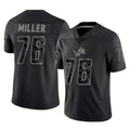 D.Lions #76 Blake Miller Player Black Reflective Limited Home Game ROCER Stitched Jerseys
