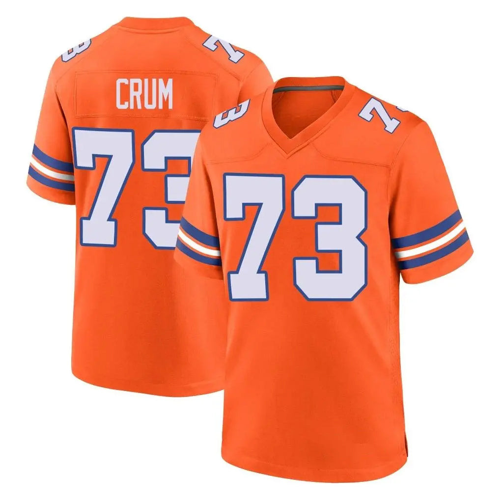 D.Broncos #73 Frank Crum Player Orange Alternate Collection Throwback Game ROCER Stitched Jerseys