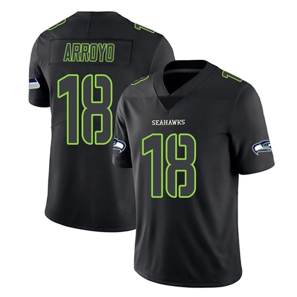 S.Seahawks #18 Elijah Arroyo Player Black Impact Limited Home Game ROCER Stitched Jerseys