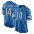 D.Lions #14 Amon-Ra St. Brown Player Blue Home Game ROCER Stitched Jerseys
