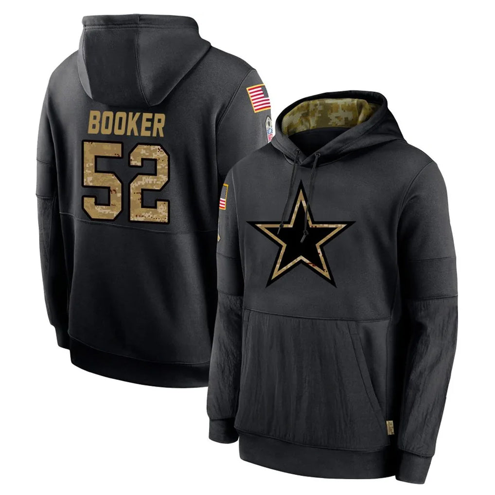 D.Cowboys #52 Tyler Booker Player Black Salute to Service Pullover Hoodies Limited ROCER Stitched Jerseys