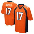 D.Broncos #17 Jaylen Waddle Player Orange Color Home Game ROCER Stitched Jerseys