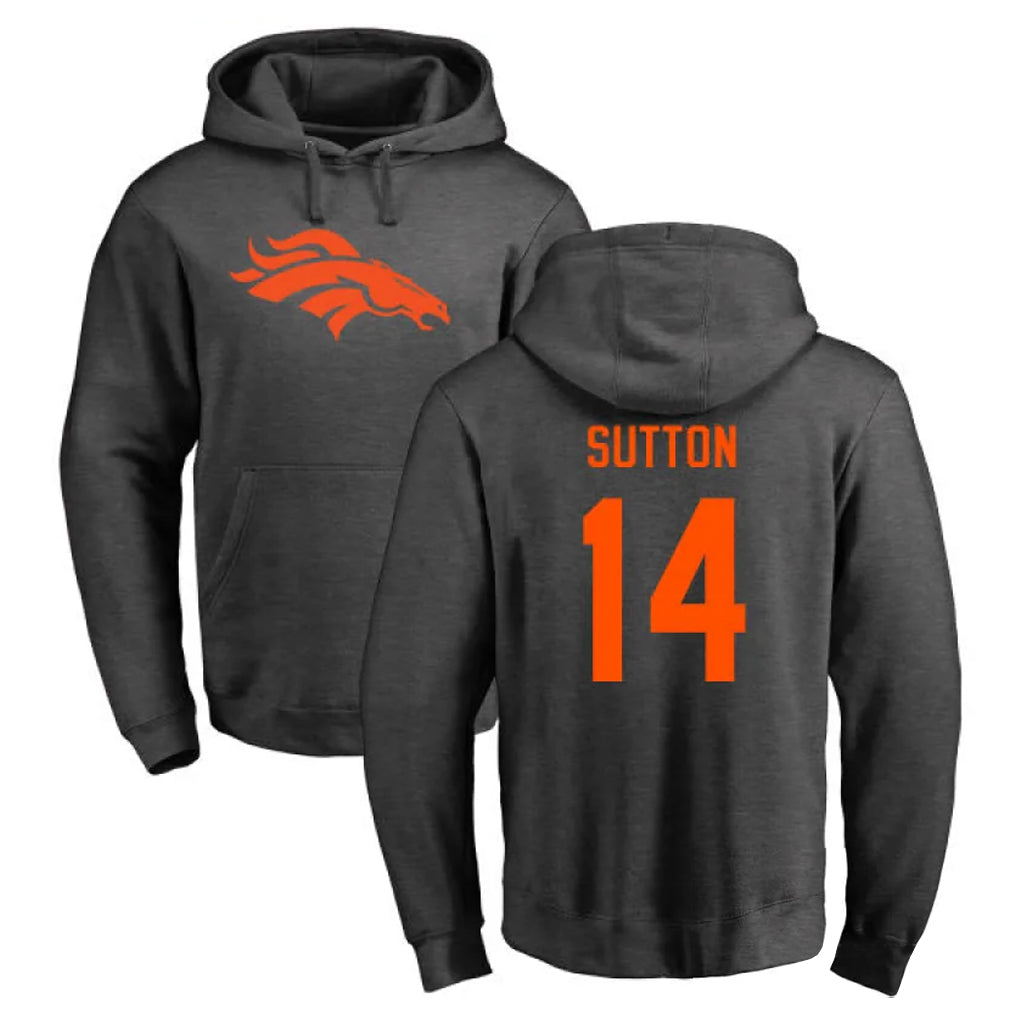 D.Broncos #14 Courtland Sutton Player Ash One Color Pullover Hoodie Limited ROCER Stitched Jerseys
