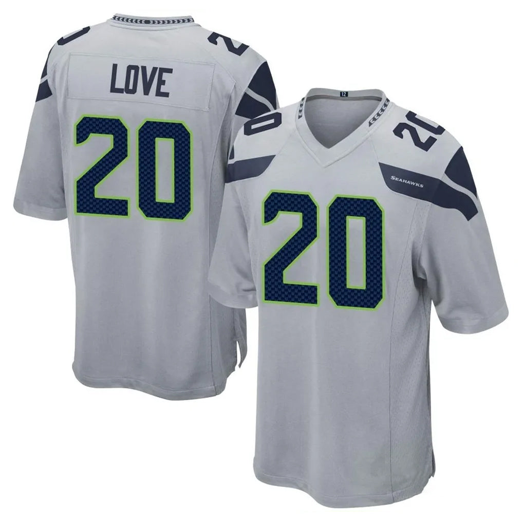 S.Seahawks #20 Julian Love Player Gray Home Game ROCER Stitched Jerseys