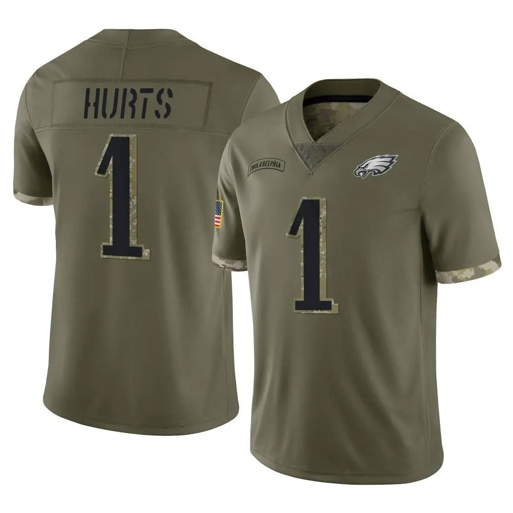 P.Eagles #1 Jalen Hurts Player Olive Salute To Service Limited ROCER Stitched Jerseys