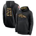 D.Broncos #21 Riley Moss Player Black Salute to Service Pullover Hoodies Limited ROCER Stitched Jerseys