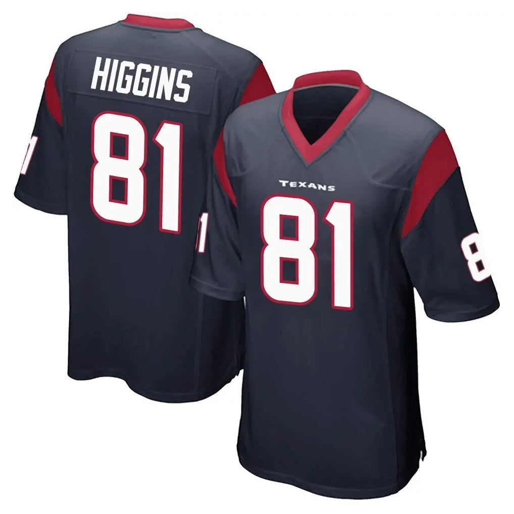 H.Texans #81 Jayden Higgins Player Navy Home Game ROCER Stitched Jerseys