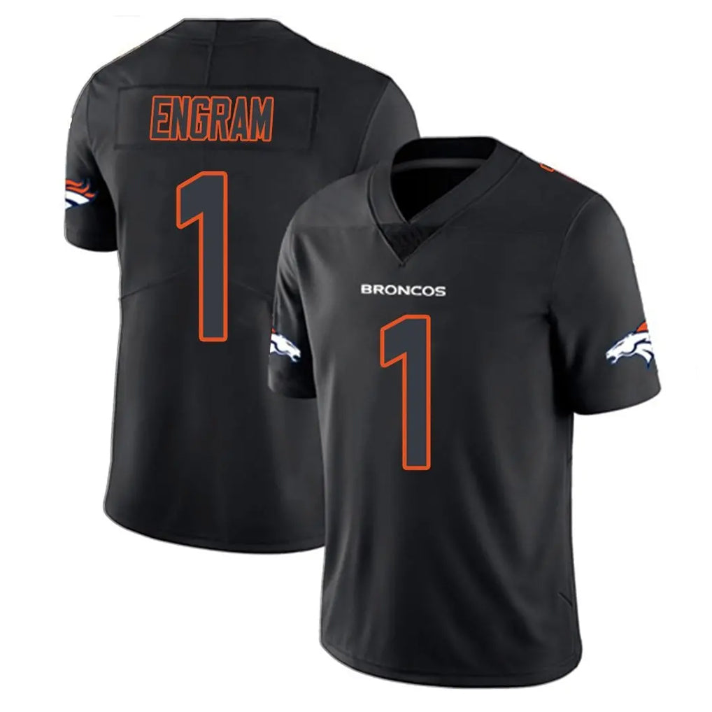 D.Broncos #1 Evan Engram Player Black Impact Limited Game ROCER Stitched Jerseys