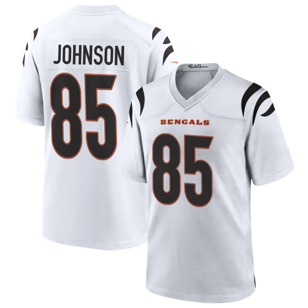 C.Bengals #85 Chad Johnson Player White Home Game ROCER Stitched Jerseys