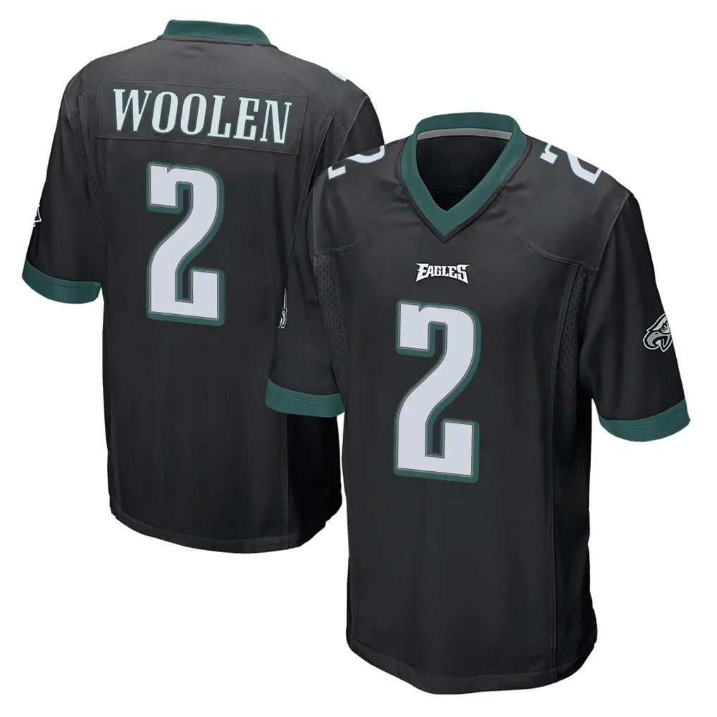 P.Eagles #2 Riq Woolen Player Black Home Game ROCER Stitched Jerseys