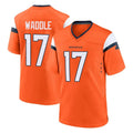 D.Broncos #17 Jaylen Waddle Player Orange Home Game ROCER Stitched Jerseys