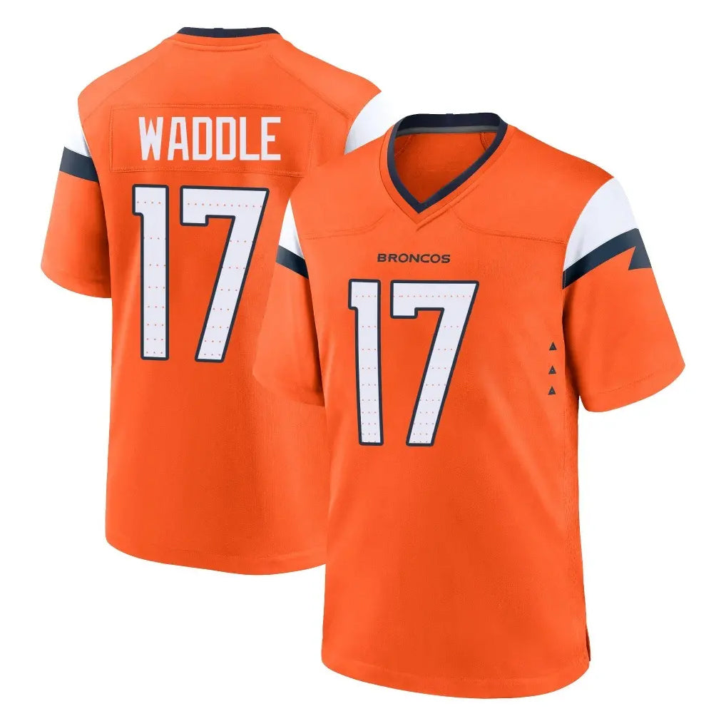D.Broncos #17 Jaylen Waddle Player Orange Home Game ROCER Stitched Jerseys