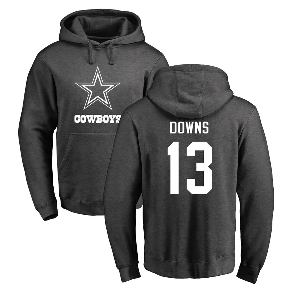 D.Cowboys #13 Caleb Downs Player Ash One Color Pullover Hoodie Limited ROCER Stitched Jerseys
