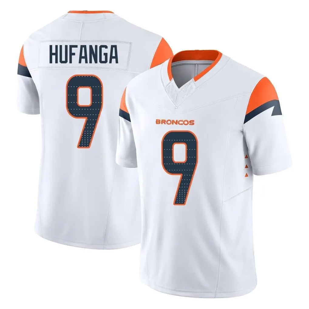 D.Broncos #9 Talanoa Hufanga Player White Limited Vapor F.U.S.E. Home Game ROCER Stitched Jerseys
