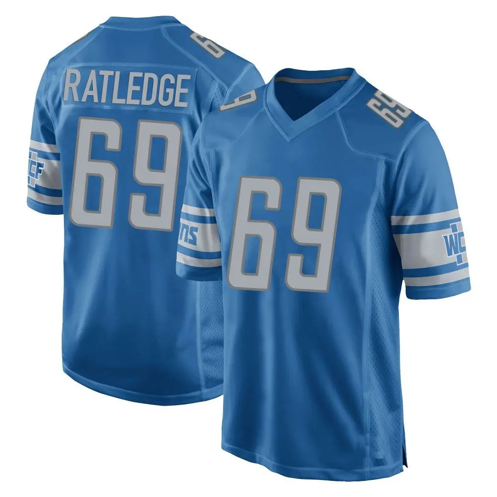 D.Lions #69 Tate Ratledge Player Blue Home Game ROCER Stitched Jerseys