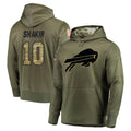 B.Bills #10 Khalil Shakir Player Olive Salute to Service Hoodies Game ROCER Stitched Jerseys