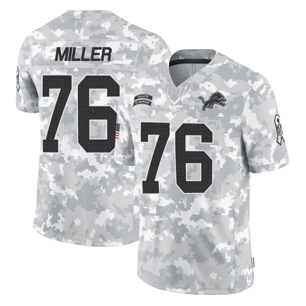 D.Lions #76 Blake Miller Player Arctic Camo Salute To Service Limited ROCER Stitched Jerseys
