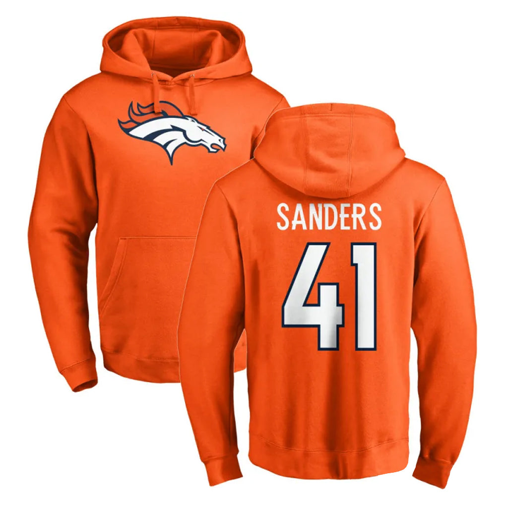 D.Broncos #41 Drew Sanders Player Orange Pullover Hoodie Limited Ddoa Stitched Jerseys