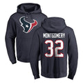 H.Texans #32 David Montgomery Player Navy Pro Line Pullover Hoodie Limited Game ROCER Stitched Jerseys