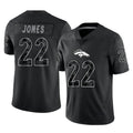 D.Broncos #22 Brandon Jones Player Black Reflective Limited ROCER Stitched Jerseys