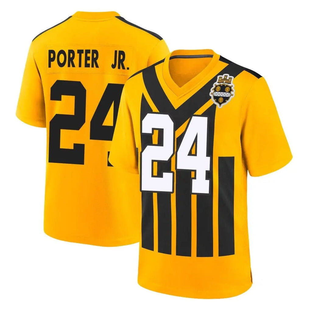 P.Steelers #24 Joey Porter Jr. Player Gold Limited 1933 Throwback Home Game ROCER Stitched Jerseys