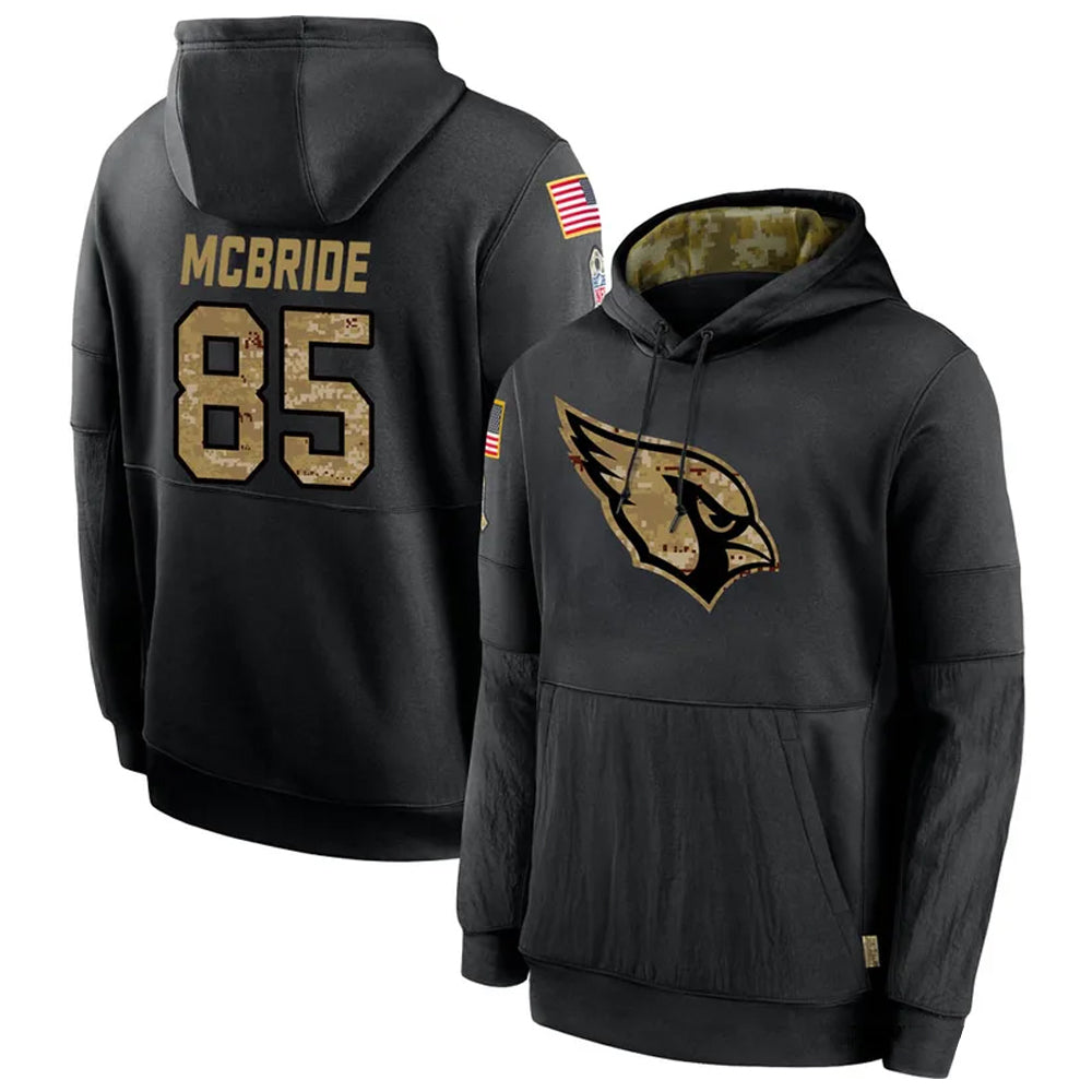 A.Cardinals #85 Trey McBride Player Black Salute to Service Hoodies ROCER Stitched Jerseys