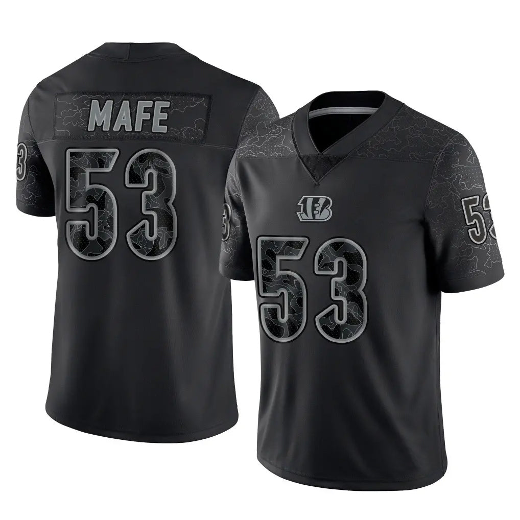 C.Bengals #53 Boye Mafe Player Black Reflective Limited Game ROCER Stitched Jerseys