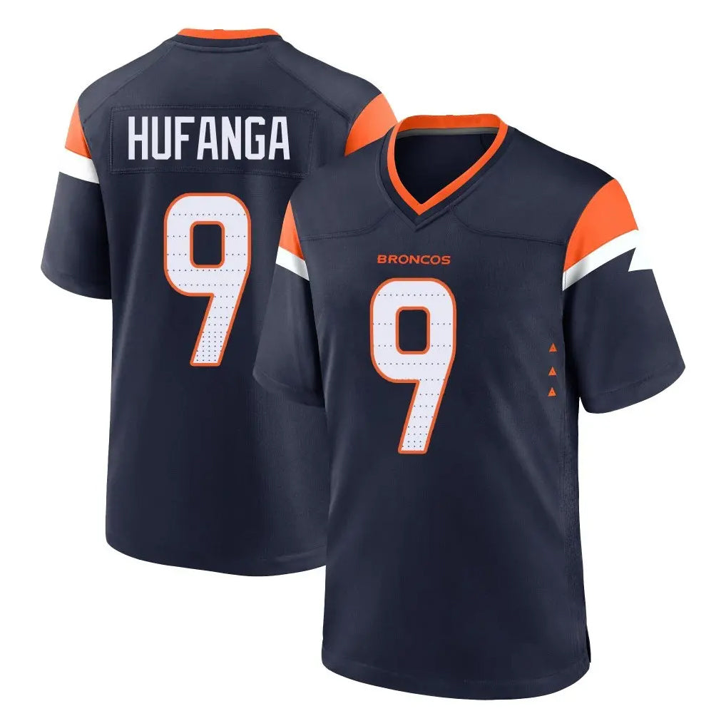 D.Broncos #9 Talanoa Hufanga Player Navy Home Game ROCER Stitched Jerseys