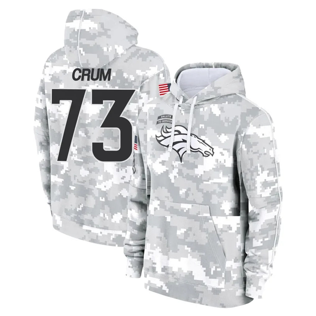 D.Broncos #73 Frank Crum Player Arctic Camo Salute to Service Hoodies Limited Game ROCER Stitched Jerseys