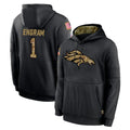 D.Broncos #1 Evan Engram Player Black Salute to Service Pullover Hoodies Limited ROCER Stitched Jerseys